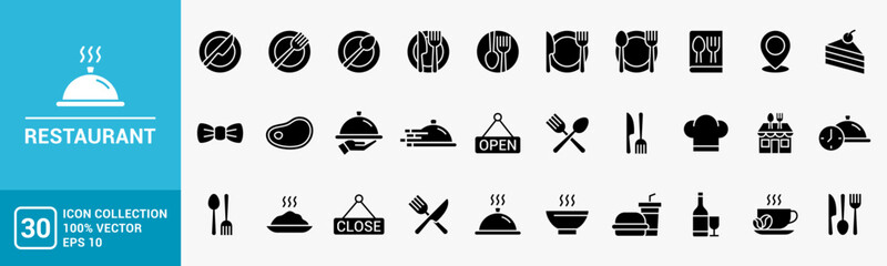 Collection of restaurant icon, food, culinary, vector template editable and resizable EPS 10