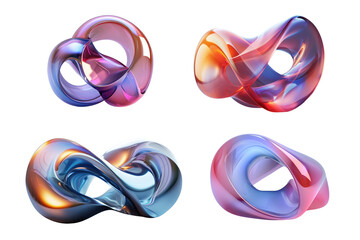 3d abstract gradient geometric shape isolated on transparent background, futuristic design.