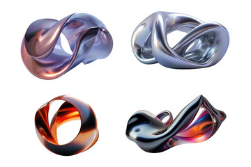 3d abstract gradient geometric shape isolated on transparent background, futuristic design.