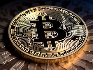 Fototapeta na wymiar Bitcoin cryptocurrency with symbol
