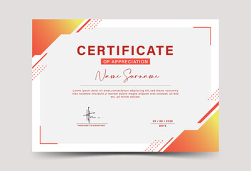 orange and yellow geometric effect achievement certificate template