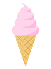 ストロベリー味のソフトクリームのイラスト