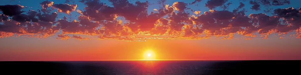 Foto op Canvas Panoramic Ocean Sunset with Cloudy Sky © Ross