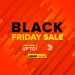 black friday sale discount template banner with copy space for product sale with abstract gradient orange background design