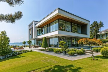 Fototapeta na wymiar Sophisticated Modern Villa with Scenic Landscape