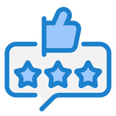 Obraz premium Review Vector Icon Illustration in Blue Style, Suitable for Web & Apps, Presentation, or Social Media