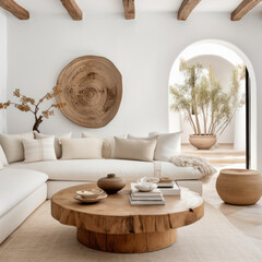 Modern Luxury: Cozy Living Room with White Furniture and Bright Natural Light