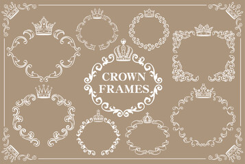 王冠を使ったアンティークな装飾フレーム。ベクター素材
