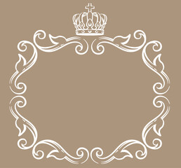 王冠を使ったアンティークな装飾フレーム。ベクター素材