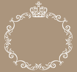王冠を使ったアンティークな装飾フレーム。ベクター素材