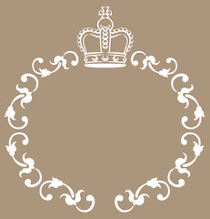 王冠を使ったアンティークな装飾フレーム。ベクター素材