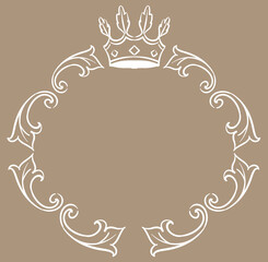 王冠を使ったアンティークな装飾フレーム。ベクター素材