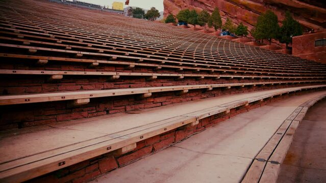 Empty Seating at Red Rocks Ampitheatre in Morrison, Colorado.