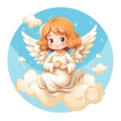 Cartoon angel on a cloud