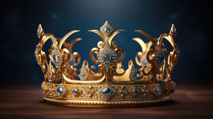 Sovereign's Halo Regal Crown Adorned with Blue Gemstones