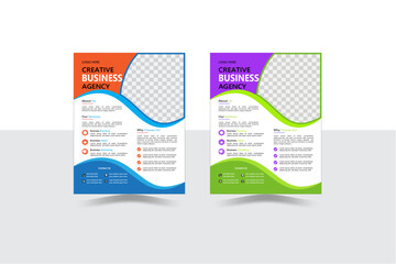 a bundle of 2 templates of different colors a4 flyer template, modern business flyer template, abstract business flyer and creative design, perfect for creative professional business.