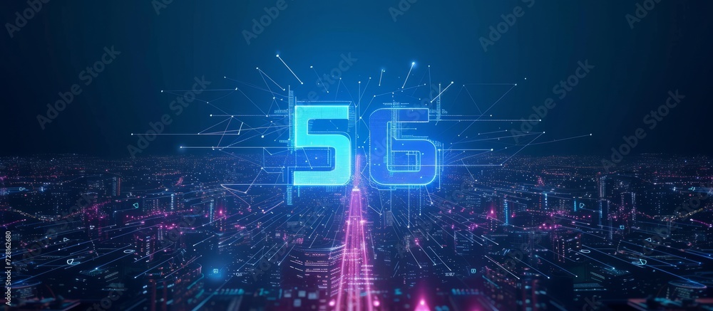 Poster revolutionary 5g network transforms mobile internet with wireless business concept