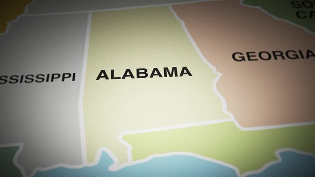 USA map turn on state of Alabama