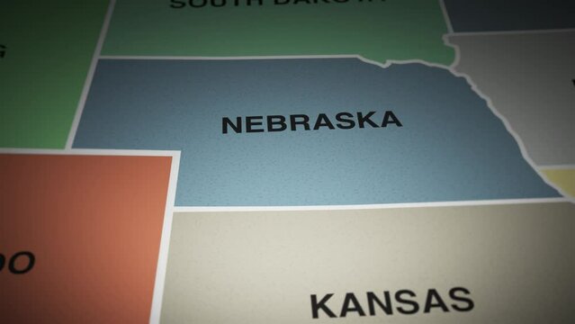 USA map turn on state of Nebraska
