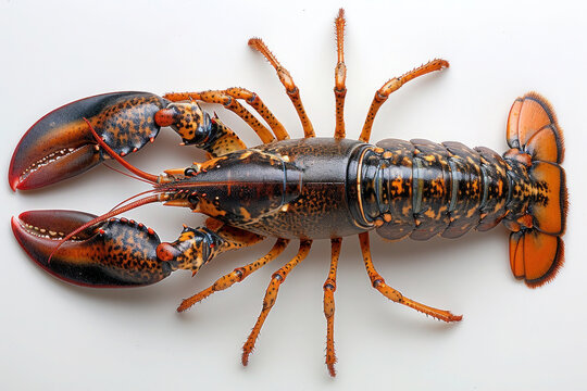 A real Painted spiny lobster on a white background 