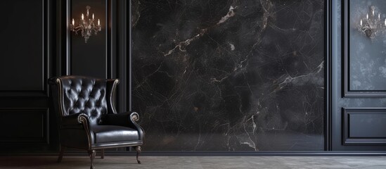 Vintage Black Marble Interior on Luxurious Background