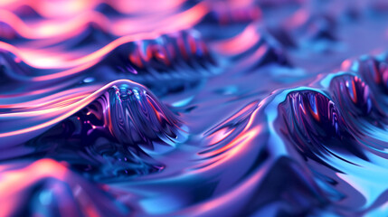 Obraz na płótnie Canvas Close up abstract background torrent with deep purple, blue and pink. Sea of digital data particles with flows and waves. Energy torrent. AI technology wallpaper. 