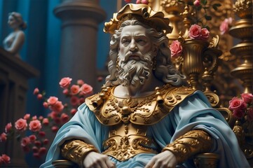 Fototapeta premium AI-Revived Majesty: Zeus Renaissance in Digital Splendor