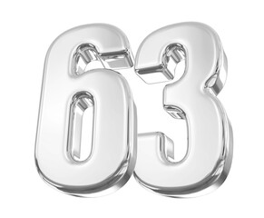 3D Silver Number 63