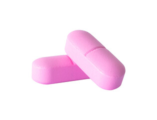 Pink pills isolated. Medical design elements