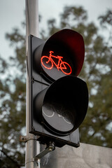 bicycle traffic light, red light for bicyclist, urban cycling