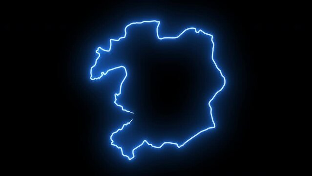 Animated map of Bingol in Turkey with a glowing neon effect