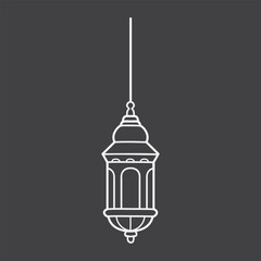 Green and Yellow Light Lantern for Illustration vector icon related Islamic Eid Day in Black and White or Grayscale Color Background.