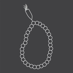 Beaded necklace on black and white or grayscale color background for Islamic Ramadan Kareem Pray Activity. Vector illustration in flat style