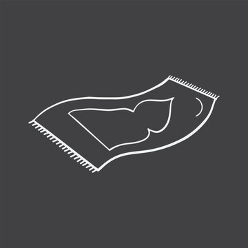 Prayer mat Vector Illustration Icon, one of the Symbol in Islamic Pillar for Prayer in Black and White or Grayscale Color Background.