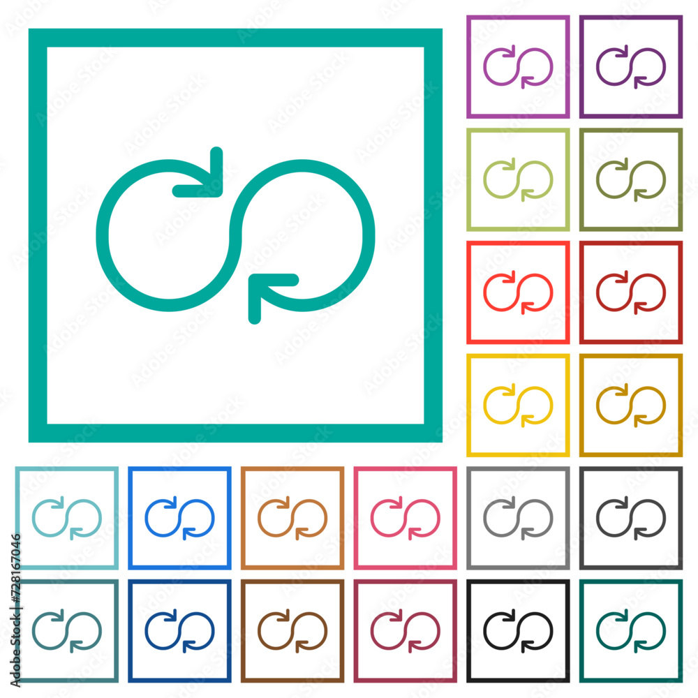 Poster cycle flat color icons with quadrant frames