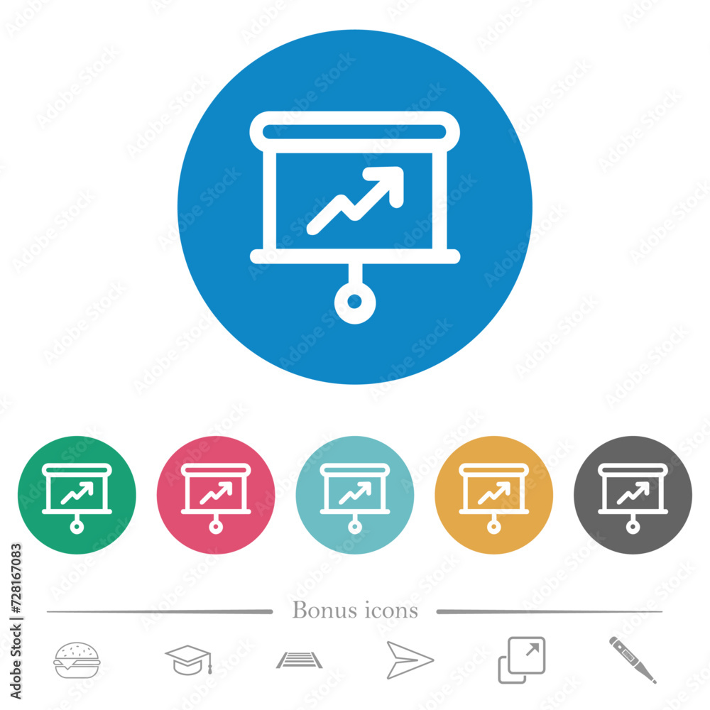 Poster presentation graph projection outline flat round icons