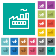 Obraz premium Factory building outline square flat multi colored icons