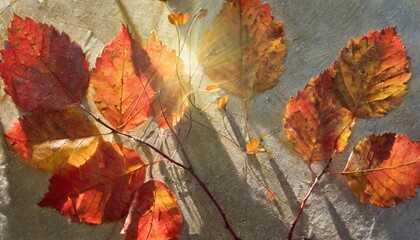 autumn leaves on the ground, Sunlit Serenity: Abstract Autumn Leaves in Radiance