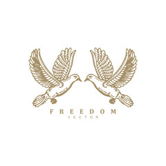 Obraz premium Vintage retro luxury pigeon or dove bird logo design vector illustration