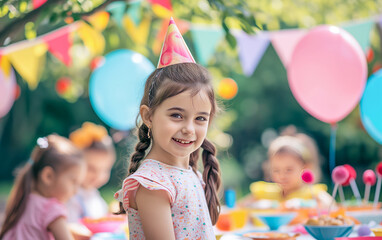Fototapeta na wymiar Birthday Celebration with Colorful Balloons