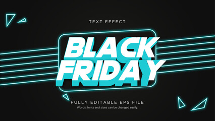 Black Friday Neon Text Effect Font Type Vector