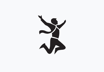 Fototapeta na wymiar business people jump vector logo simple black and white background