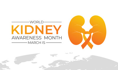 March is National Kidney Month. Holiday concept. Banner poster, flyer and Banner, background design.