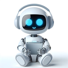 Obraz na płótnie Canvas Friendly Interface: A Smiling Robot Representing Artificial Intelligence Chatbots