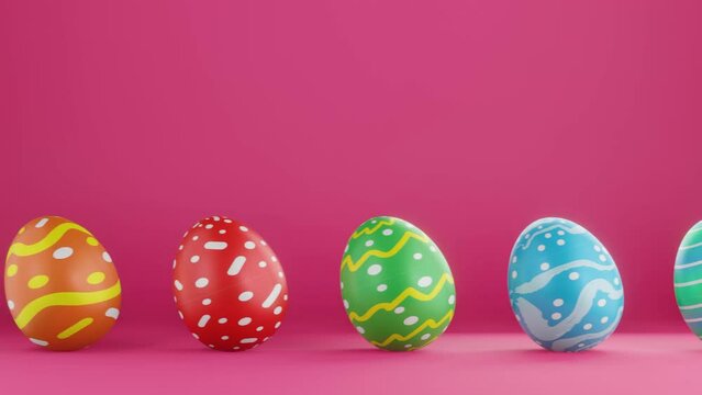 Happy Easter egg background animation, 3d rendering