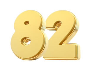 3D Gold Number 82