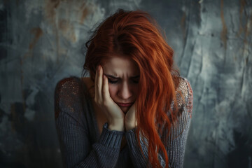 Obraz premium Sad depressed desperate grieving crying young woman