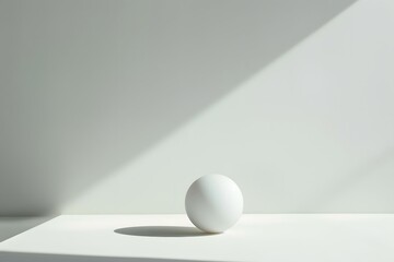 Fototapeta na wymiar The image created embodies the essence of simplicity and purity, showcasing a single white egg in a pristine bowl, highlighted against a backdrop of more white eggs in identical bowls This minimalist 