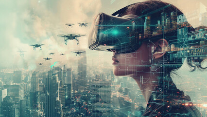 Virtual Reality Futurism Tech Enthusiast in Urban Drone
