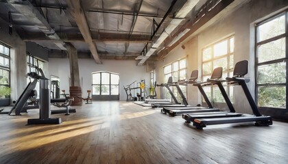 Empty Large Gym Fitness Exercise Space Clean Elegant